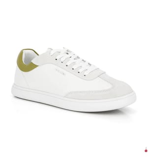 Niedrige Sneakers aus Leder - Weiss und Avocado