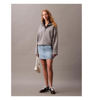 Sweatshirt LS Monologo Terry Crew Fashion D - Hellgrau