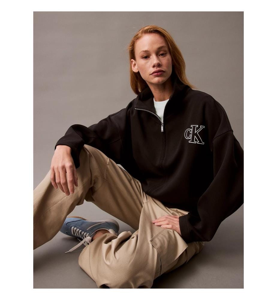 Sweatshirt LS Monologo Terry Crew Fashion D - Weiss