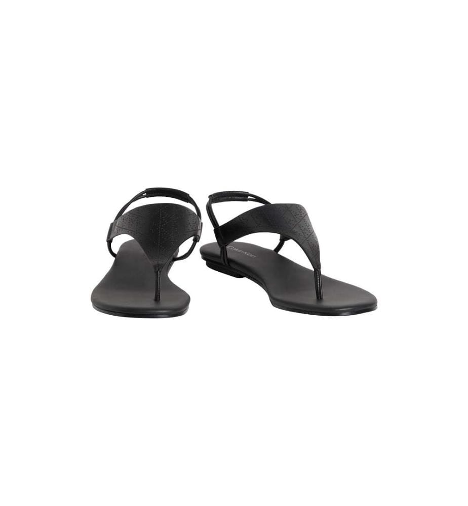 Perforierte Flip-Flop-Sandalen aus Leder - triple black mono