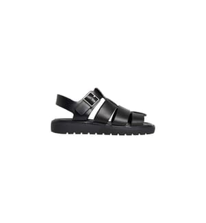 Square Molded Fisherman Leather Sandalen - Schwarz