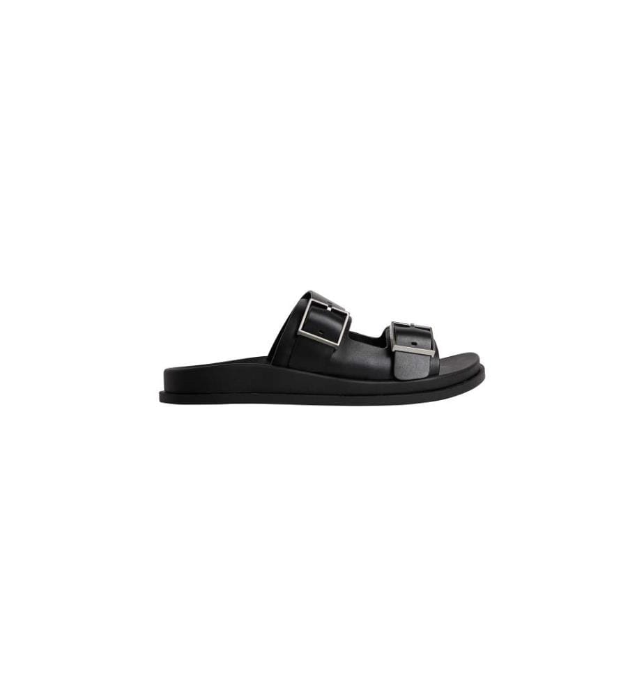 Ledersandalen mit Doppelschnalle - triple black