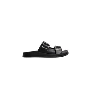 Ledersandalen mit Doppelschnalle - triple black