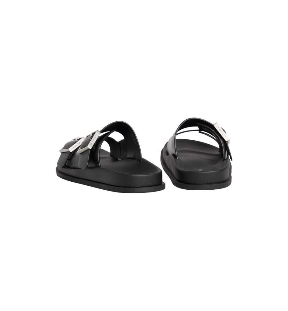 Ledersandalen mit Doppelschnalle - triple black