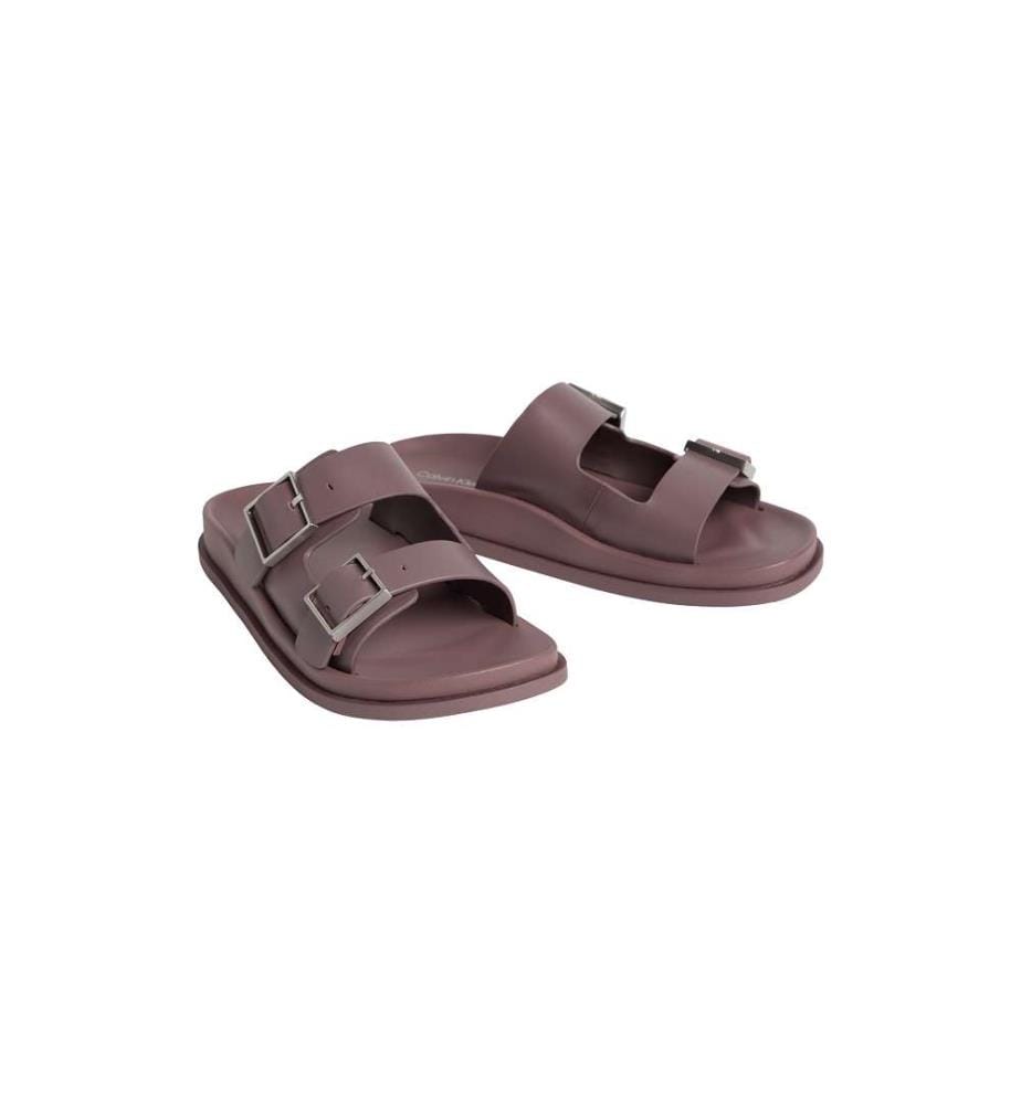 Ledersandalen mit Doppelschnalle - peppercorn