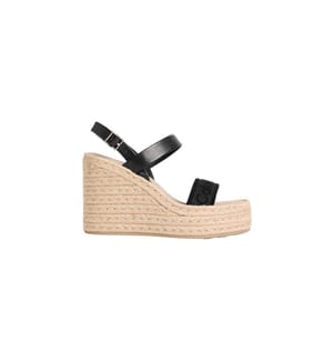 Espadrilles mit Keilabsatz Platform Leder - ck black