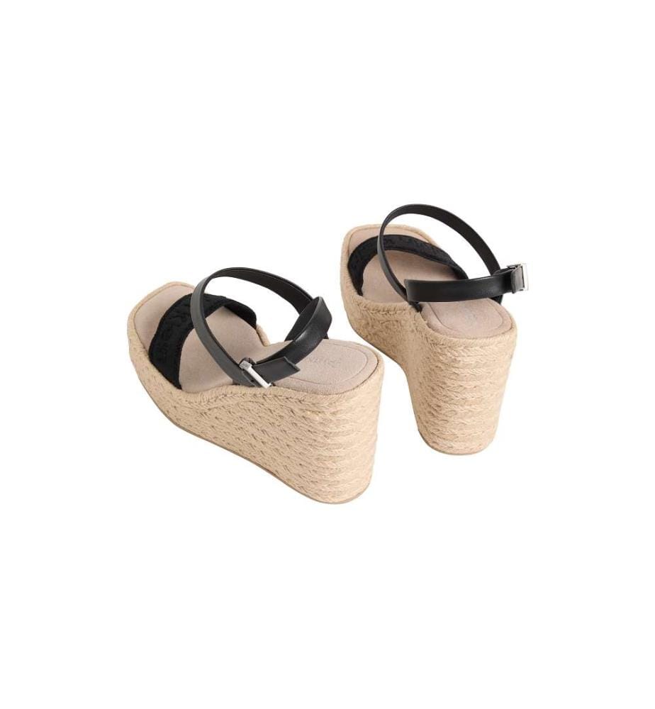 Espadrilles mit Keilabsatz Platform Leder - ck black