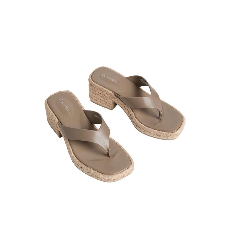 Espadrilles-Sandalen mit Lederabsatz - desert taupe