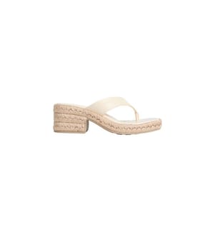 Espadrilles Sandalen mit Absatz aus Leder - light cashew