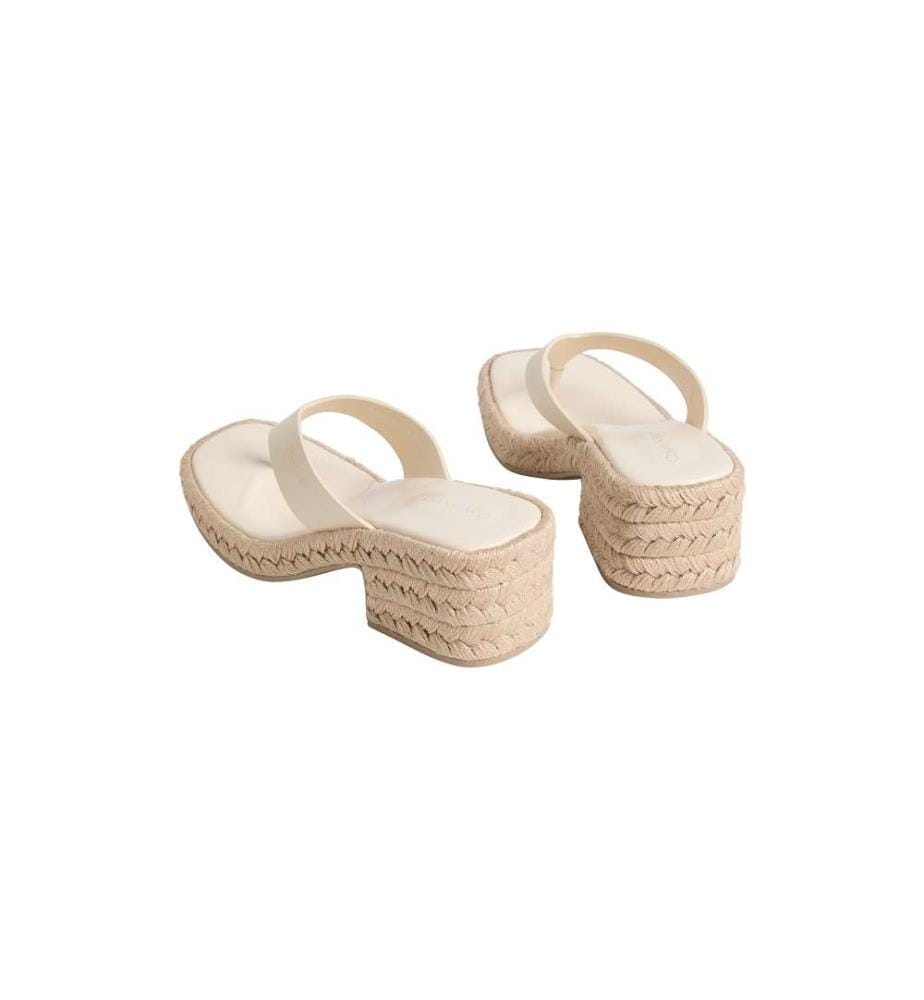 Espadrilles Sandalen mit Absatz aus Leder - light cashew