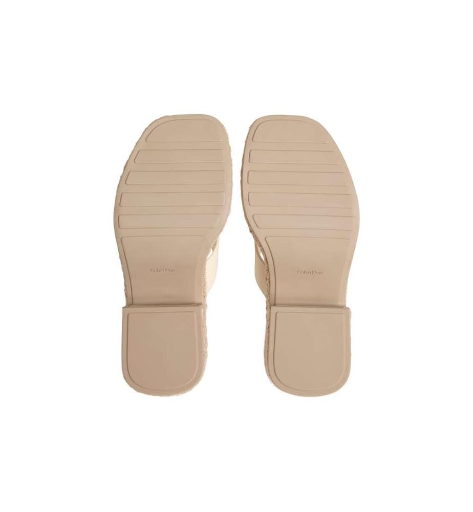 Espadrilles Sandalen mit Absatz aus Leder - light cashew