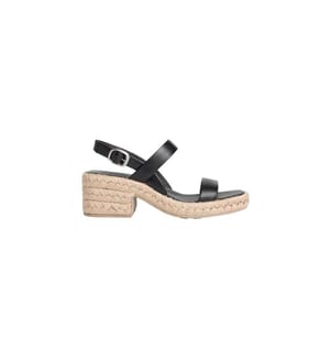 Espadrilles-Sandalen mit Lederabsatz - ck black