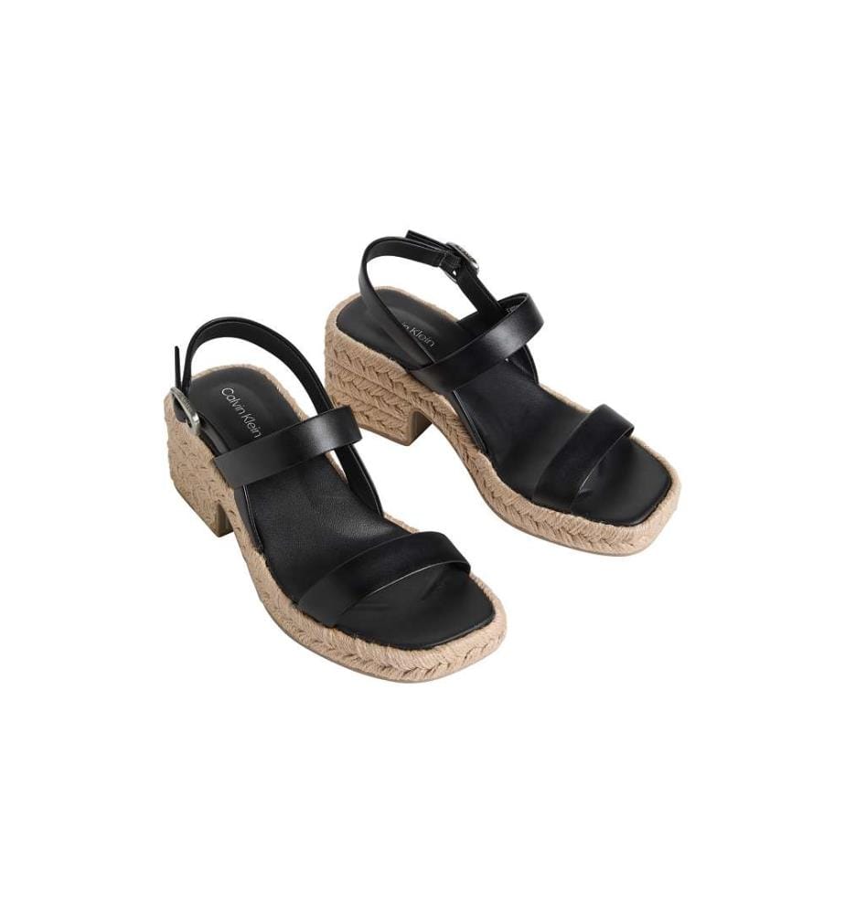 Espadrilles-Sandalen mit Lederabsatz - ck black