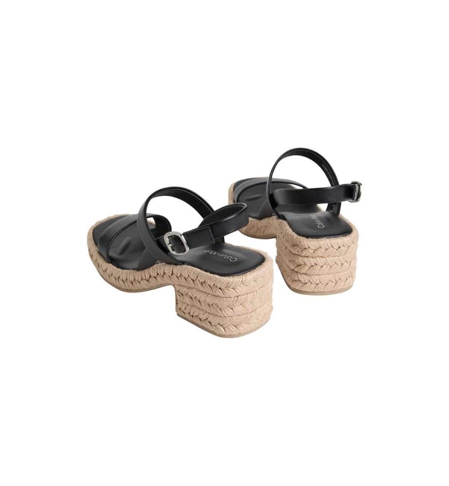 Espadrilles-Sandalen mit Lederabsatz - ck black