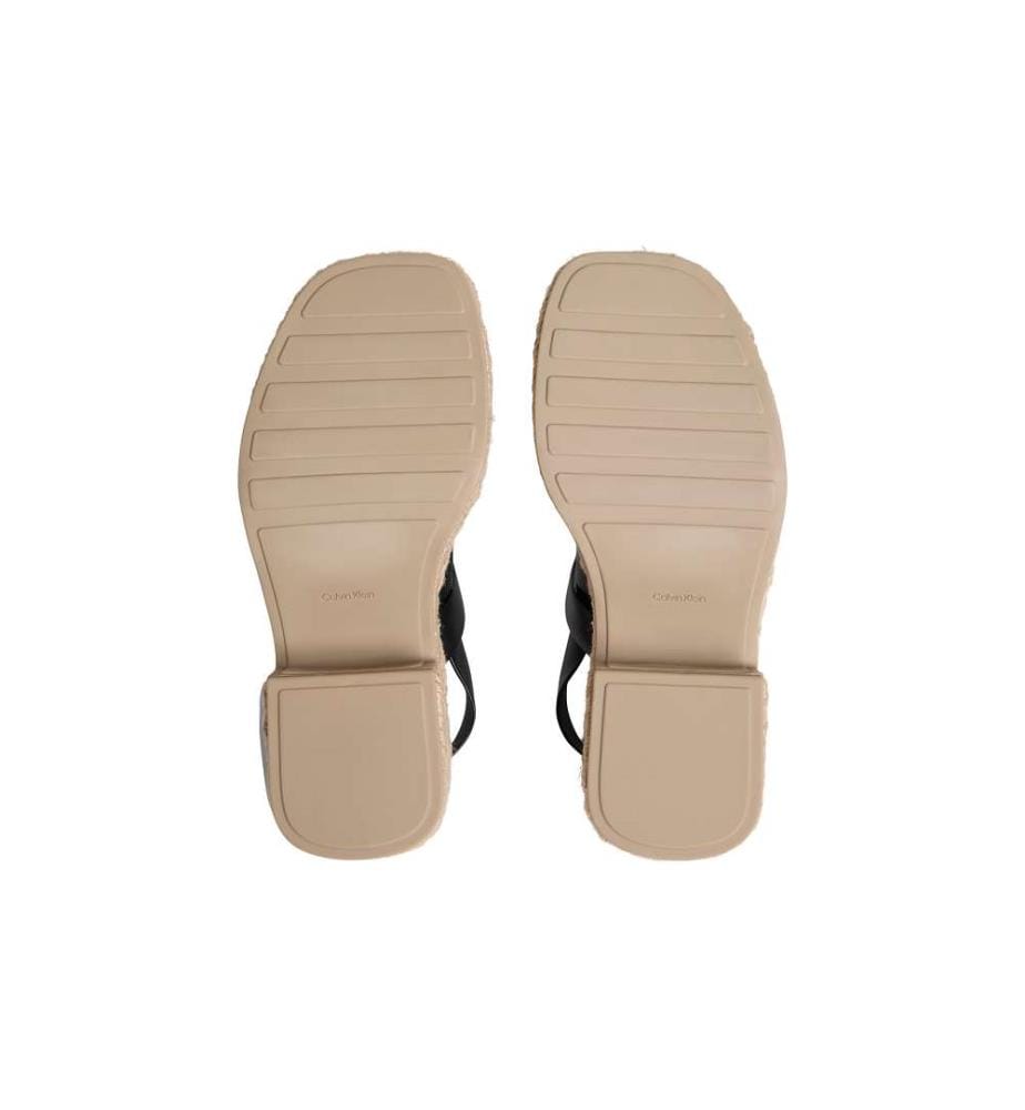 Espadrilles-Sandalen mit Lederabsatz - ck black