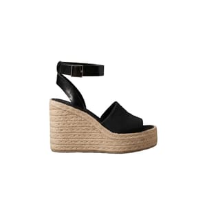 Elisabeth Kompensationssandalen Espadrilles - Schwarz und Beige