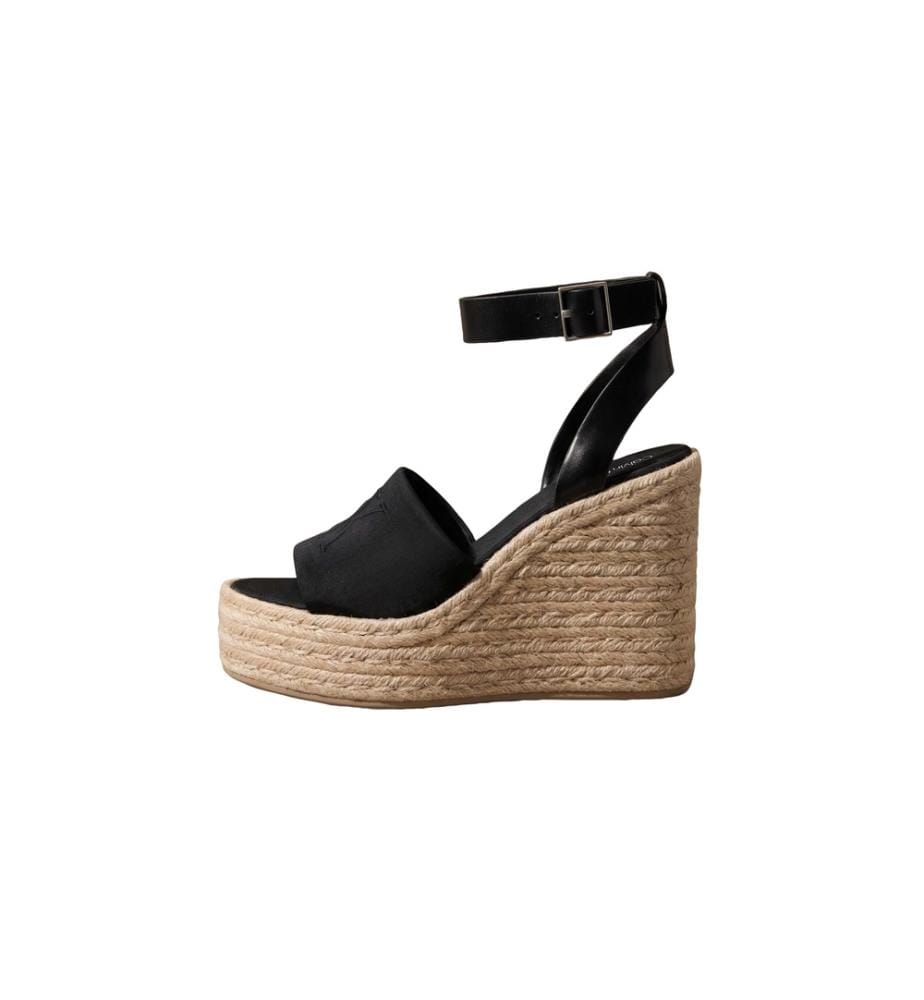 Elisabeth Kompensationssandalen Espadrilles - Schwarz und Beige