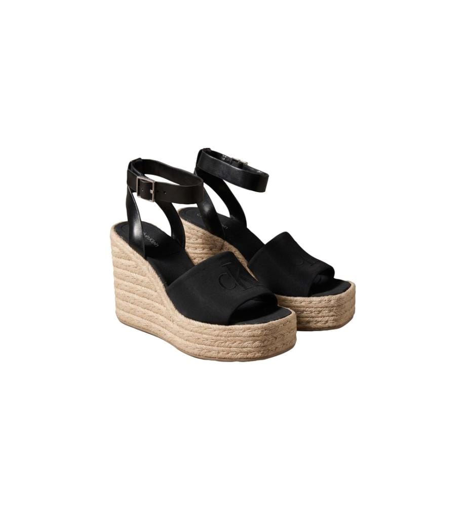 Elisabeth Kompensationssandalen Espadrilles - Schwarz und Beige