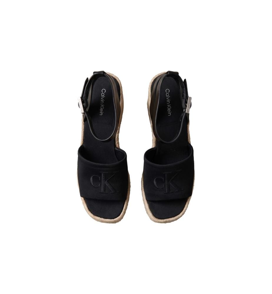 Elisabeth Kompensationssandalen Espadrilles - Schwarz und Beige