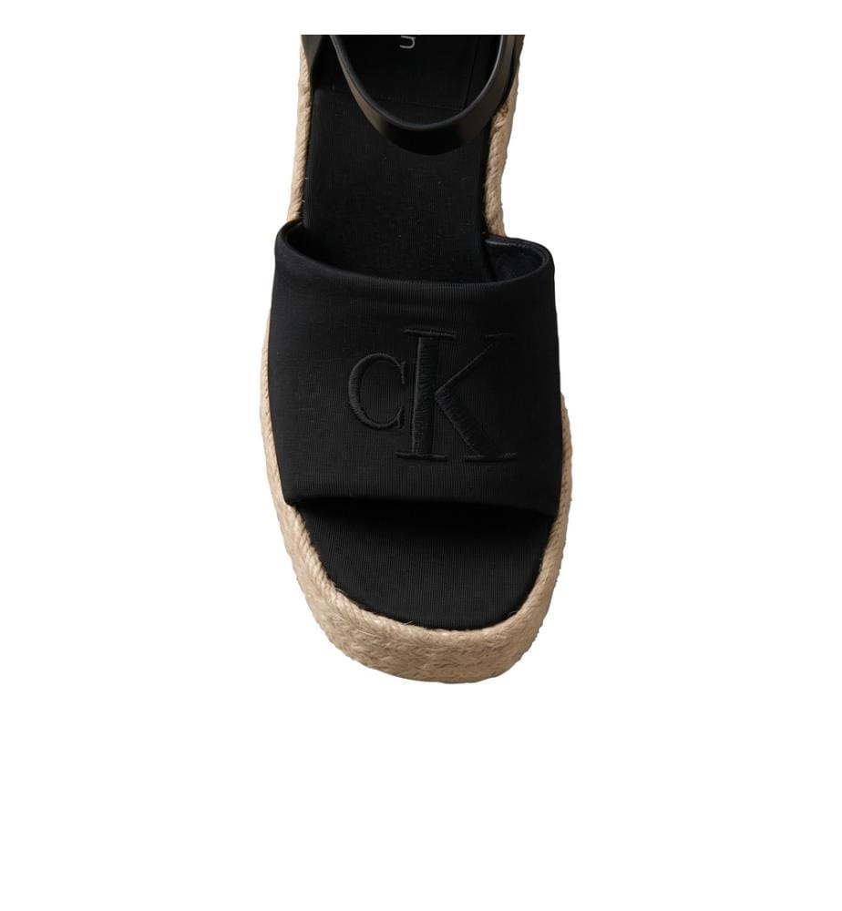 Elisabeth Kompensationssandalen Espadrilles - Schwarz und Beige