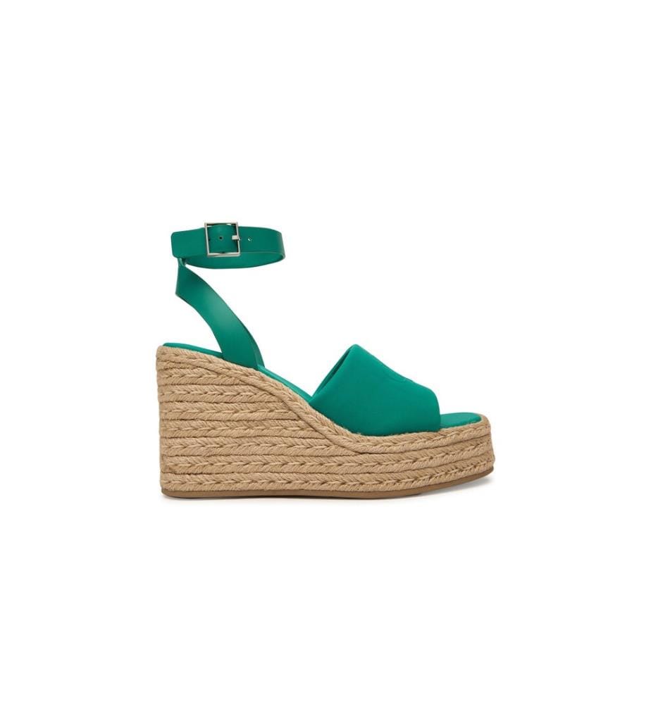 Elisabeth Kompensationssandalen Espadrilles - Grün und Beige