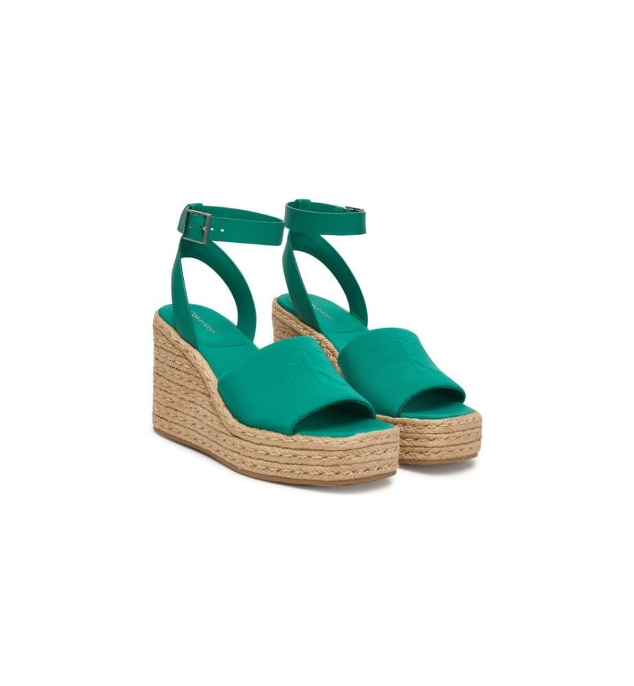 Elisabeth Kompensationssandalen Espadrilles - Grün und Beige
