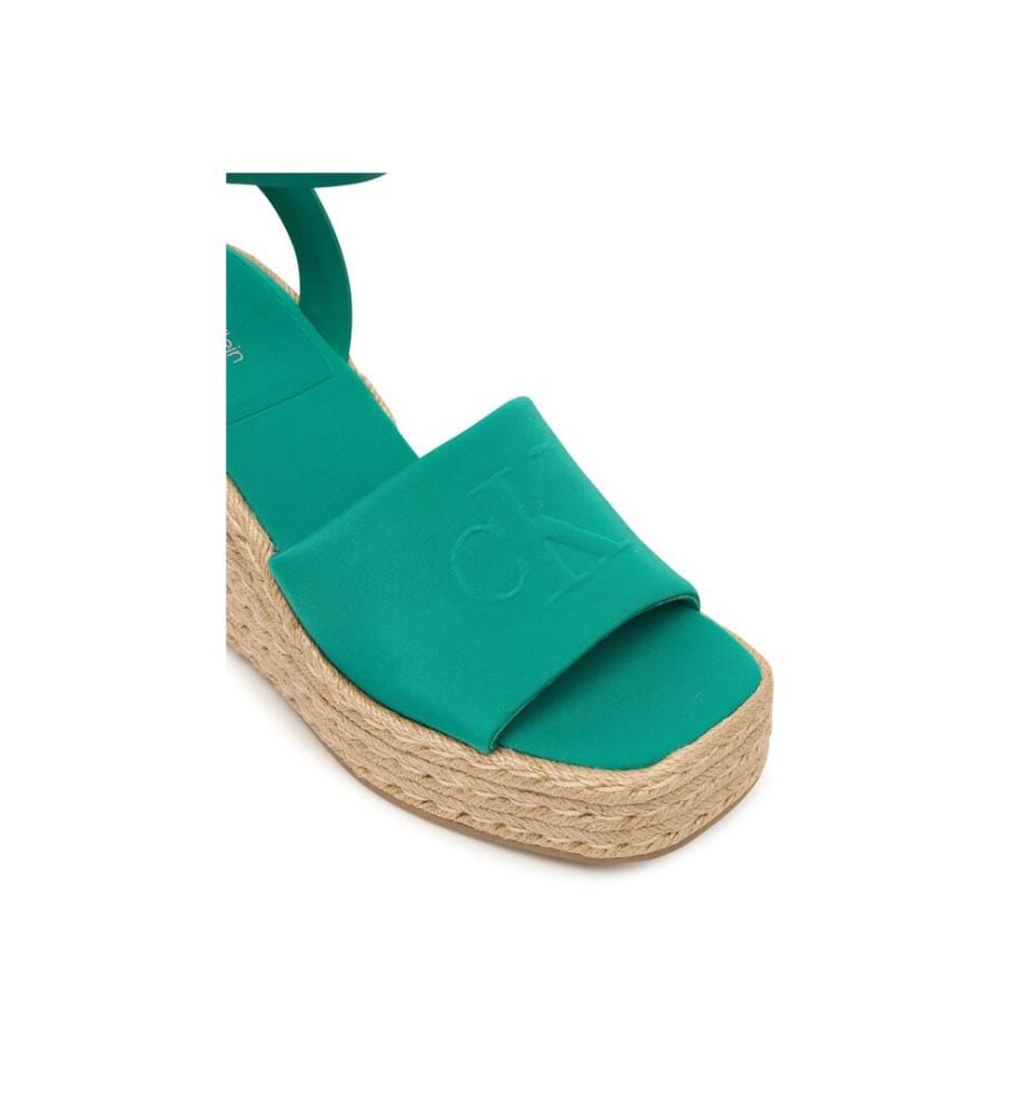 Elisabeth Kompensationssandalen Espadrilles - Grün und Beige