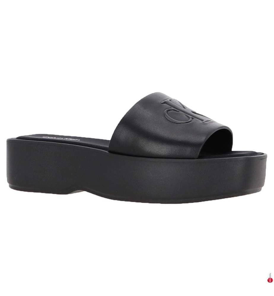 Mules con plateau in pelle - nero triplo