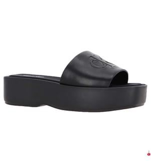 Plateau-Pantoletten aus Leder - triple black