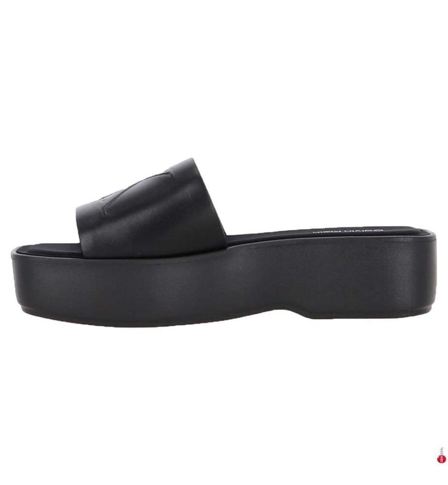Mules con plateau in pelle - nero triplo