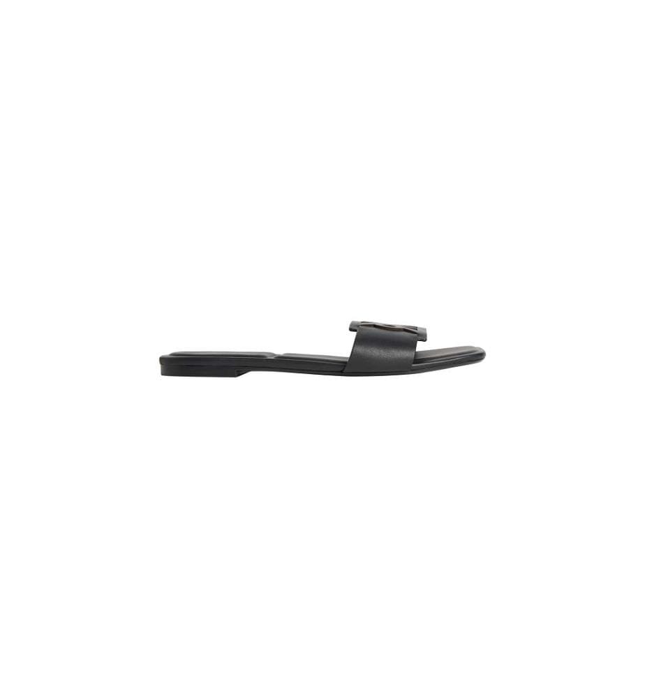 Flache Ledersandalen mit quadratischer Spitze - triple black