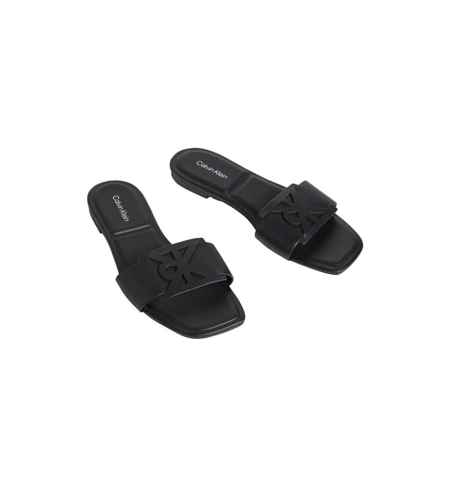 Flache Ledersandalen mit quadratischer Spitze - triple black