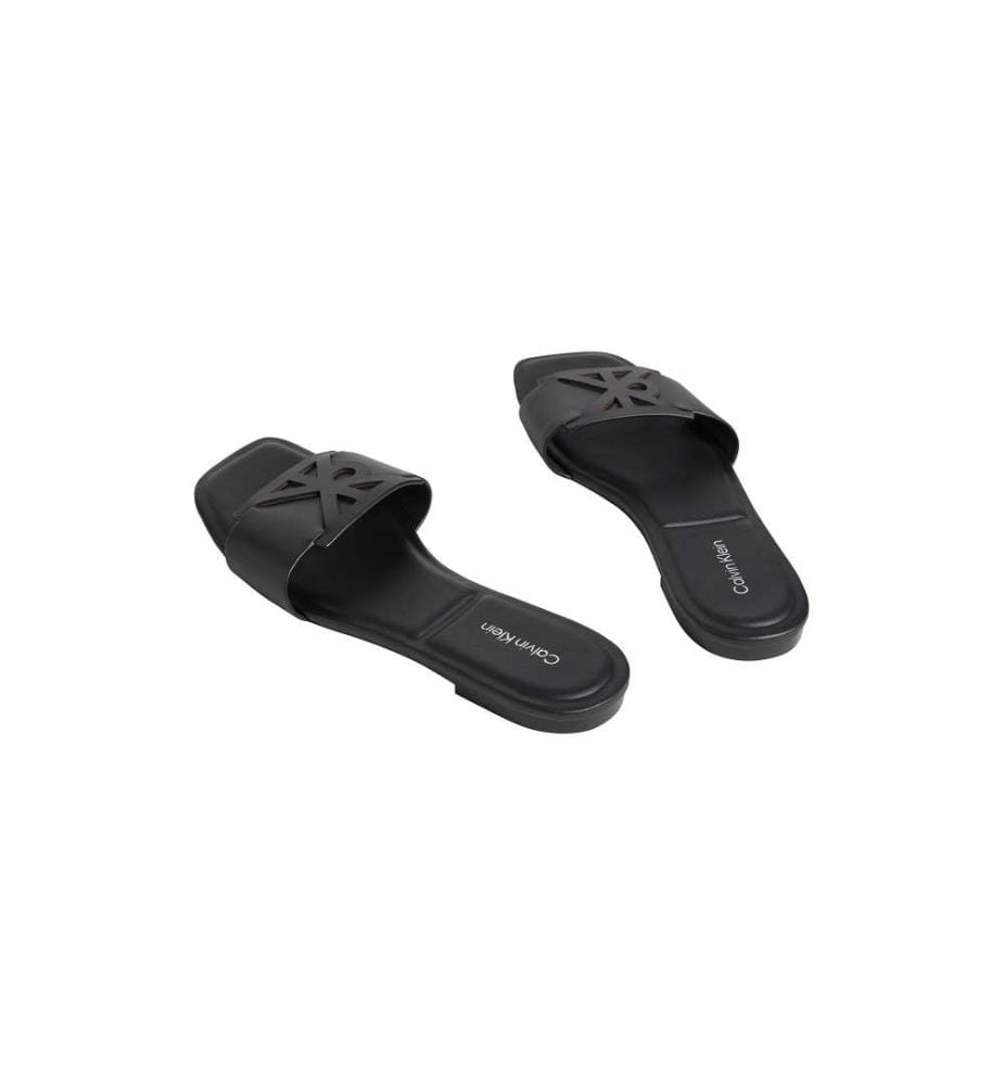 Flache Ledersandalen mit quadratischer Spitze - triple black