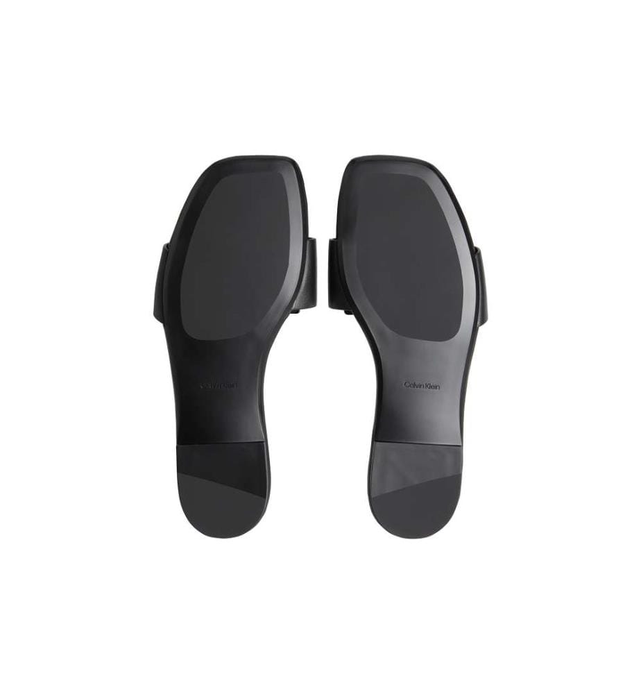 Flache Ledersandalen mit quadratischer Spitze - triple black