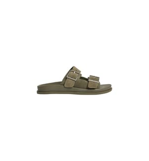 Sandales Double Bride en Daim - deep lichen green