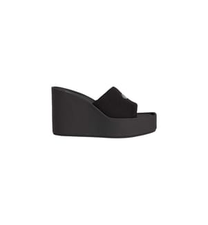 Sandalen Keilabsatz Platform Canvas - triple black