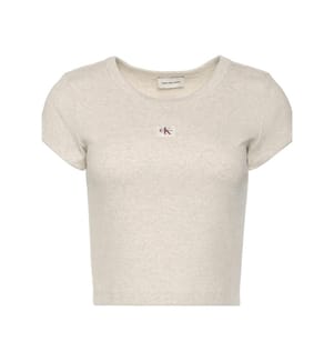T-Shirt mit gewebtem Etikett 2x2-Rippenstrick - Vanilla Heather