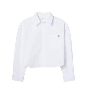 Bluse aus Baumwoll-Popeline, kurzes Shirt - Weiss