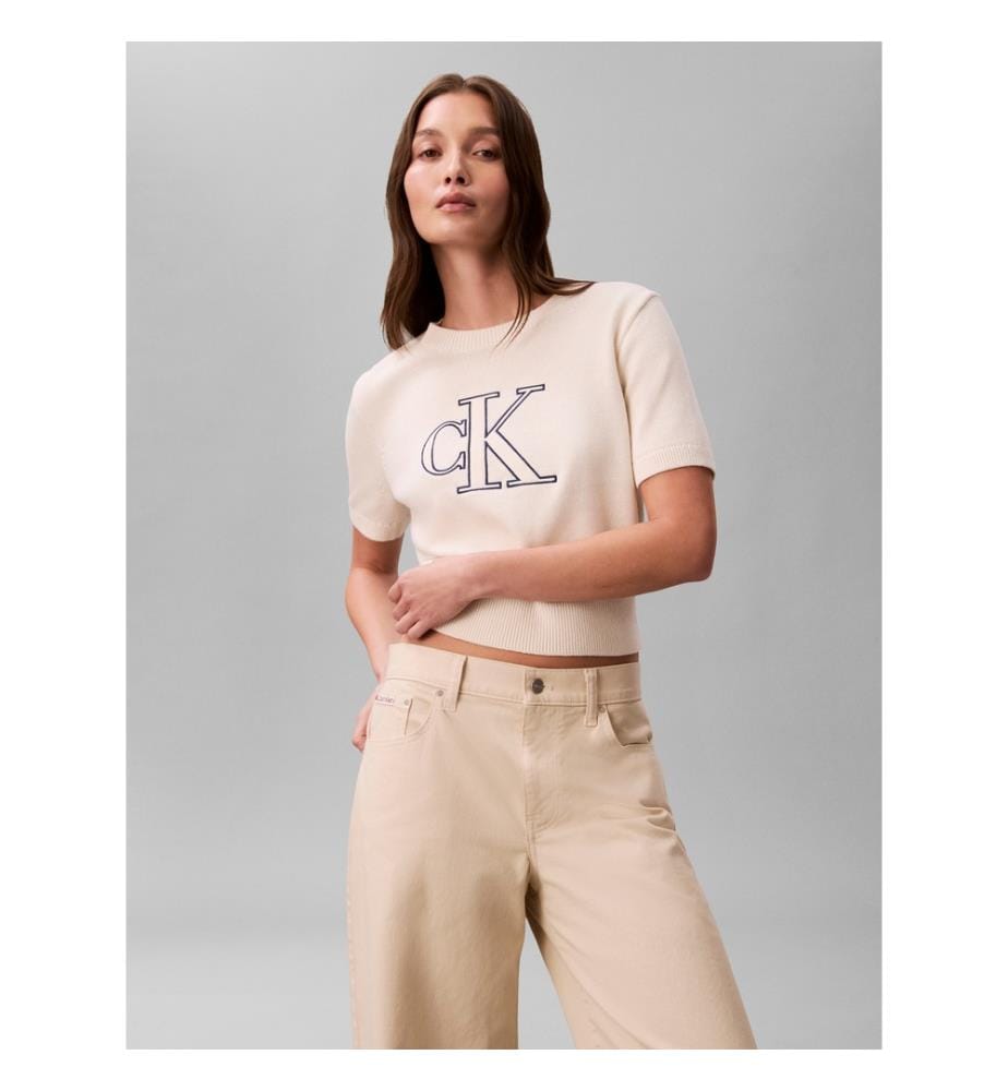 Pullover mit Monogramm - Creme