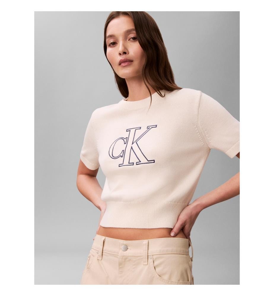 Pullover mit Monogramm - Creme