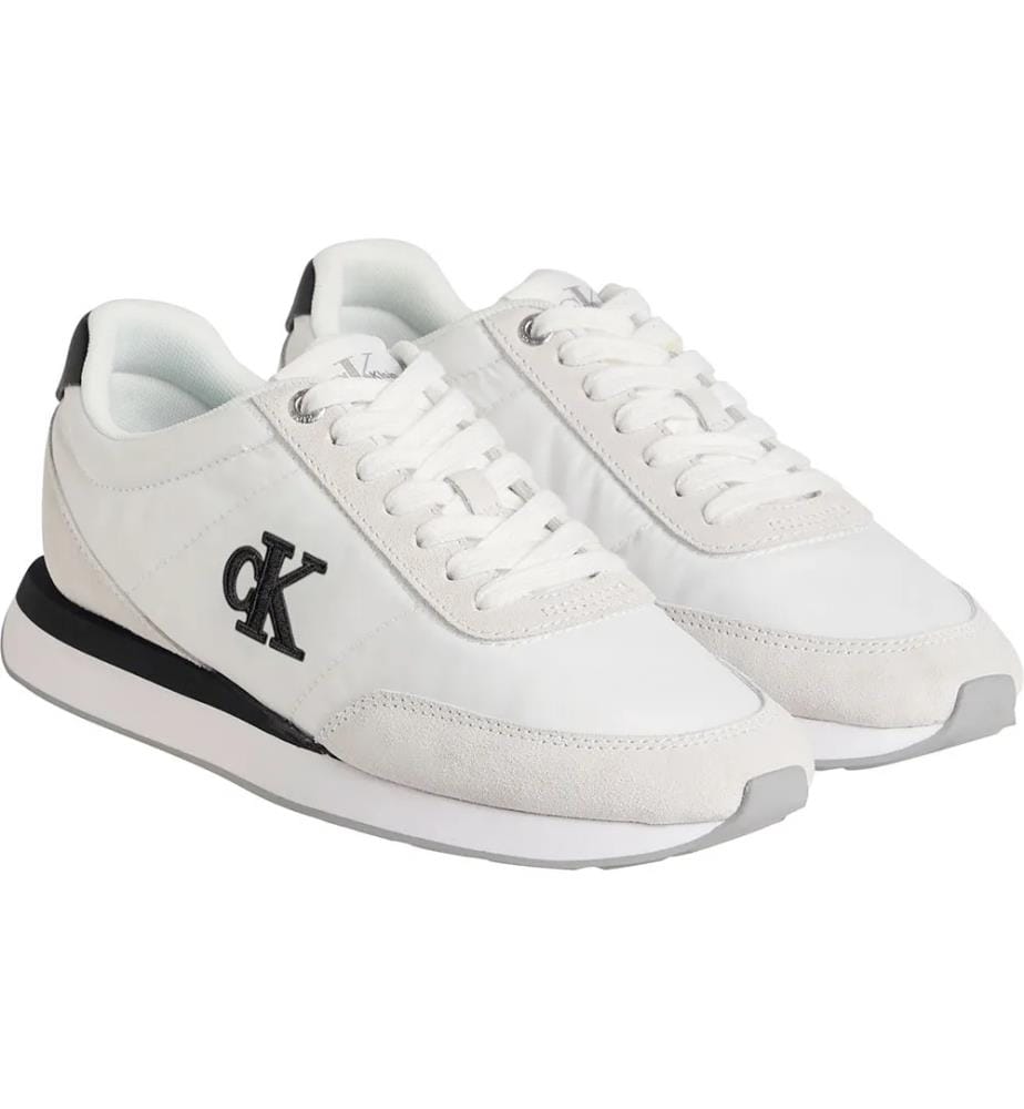 Baskets Low Top Retro Lace-Up Runner - Blanc