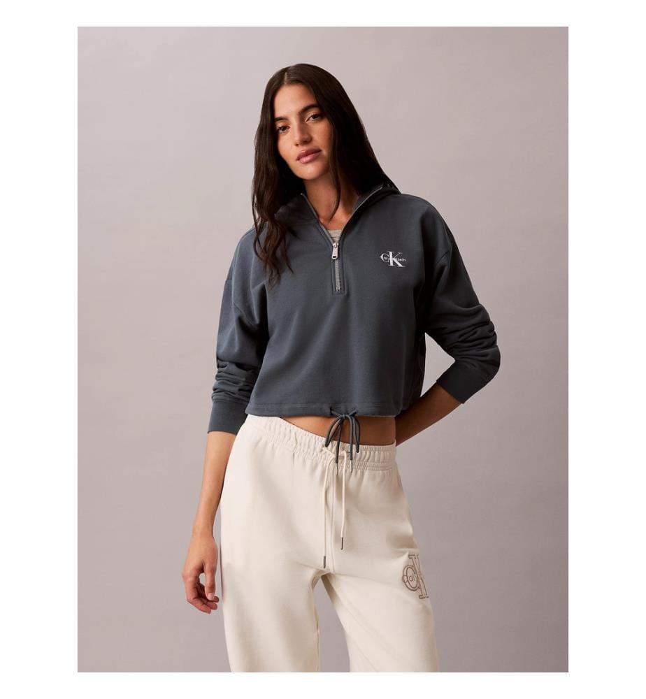 Cropped-Hoodie aus Frottee - Hellkorallenrot