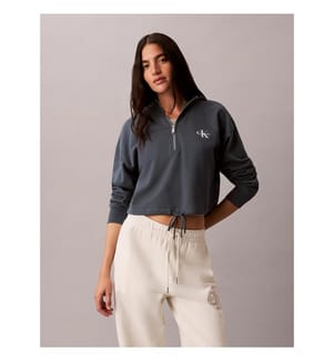 Cropped-Hoodie aus Frottee - Hellkorallenrot