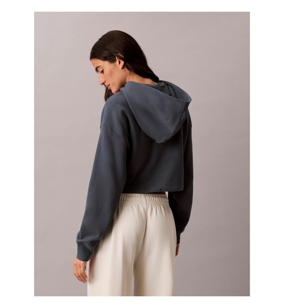 Cropped-Hoodie aus Frottee - Hellkorallenrot