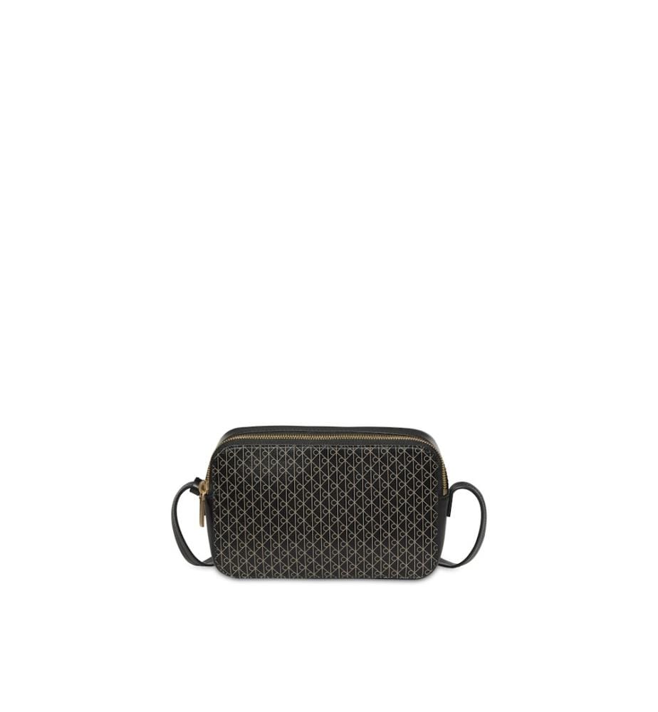 Lange Kameratasche mit Monogramm – Schwarz