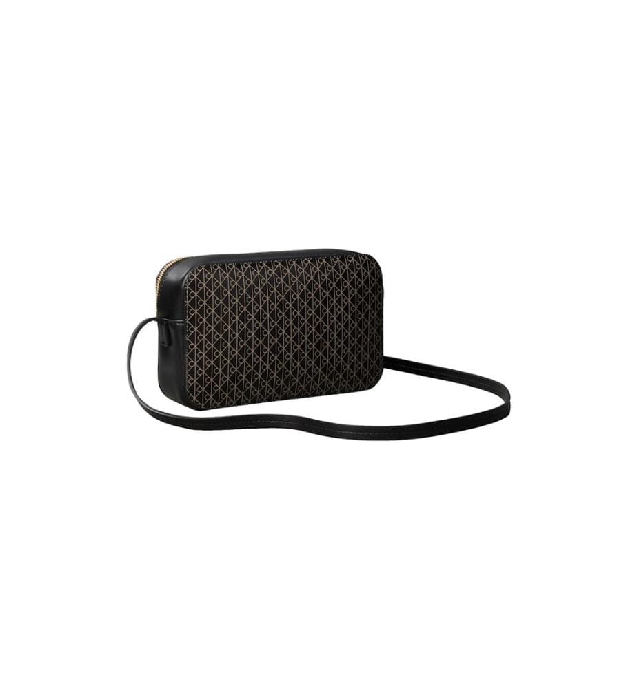 Lange Kameratasche mit Monogramm – Schwarz
