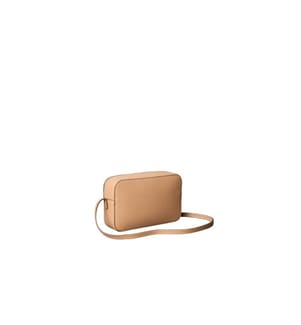 Lange Kameratasche mit Metallic-Logo – Beige