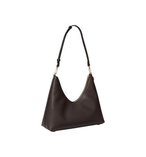 Schultertasche mit genarbter Oberfläche und charakteristischem Detail – Schwarz