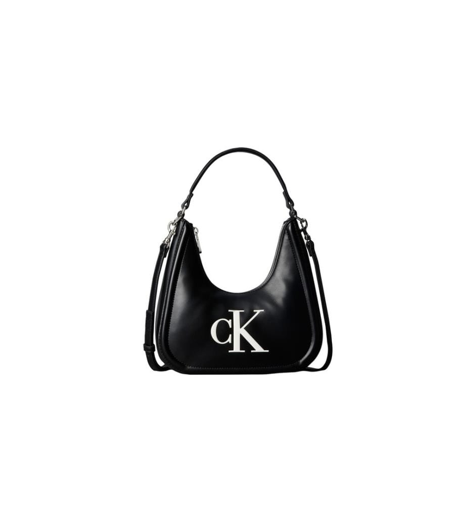 Kleine Halbmondtasche mit Logo – Schwarz
