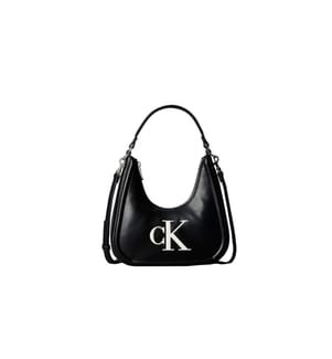 Kleine Halbmondtasche mit Logo – Schwarz